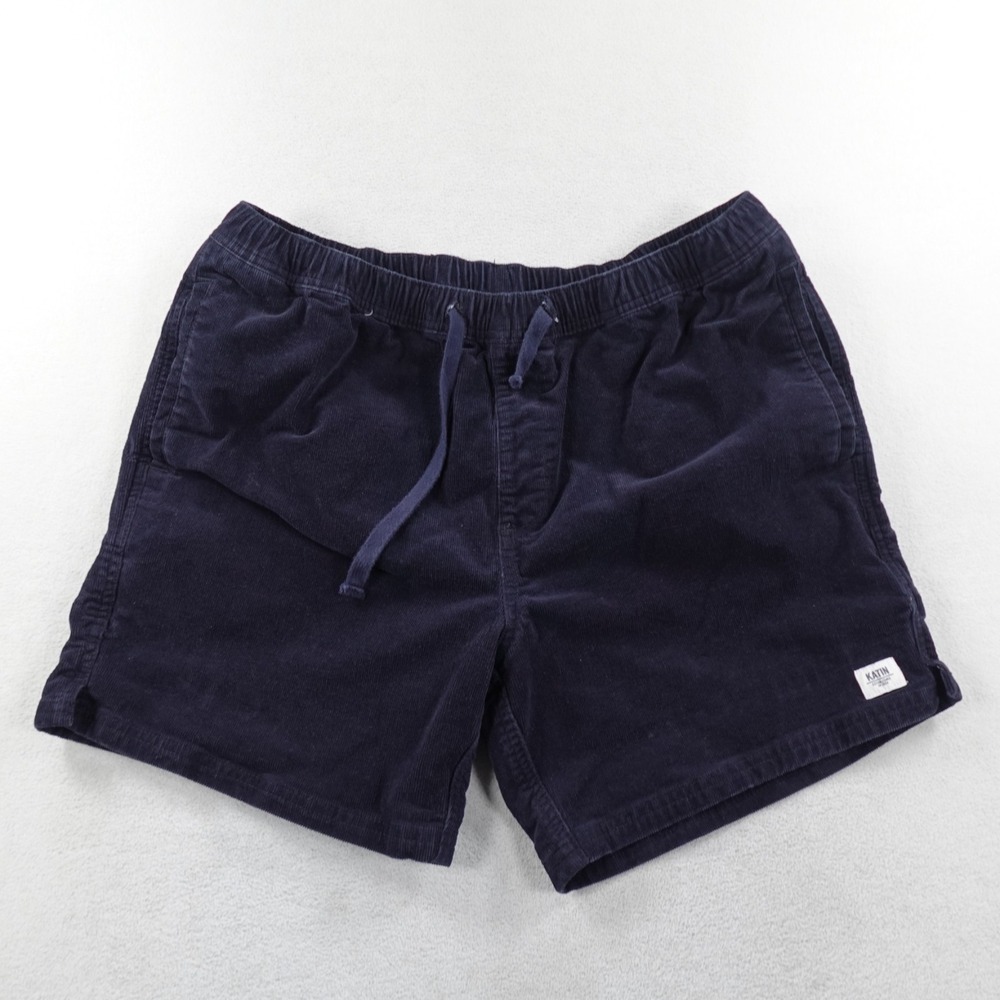 Katin Corduroy Cords Shorts Mens XL Black 6" Chino Beach Shorts Elastic Waist